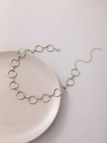 1件时尚几何圆形吊坠项链，独特礼物，适合青少年和日常佩戴 - 彩色 - 查看 8