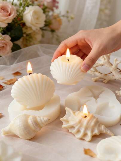 Multifunctional Seashell & Starfish Silicone Mold - Suitable For Candles, Handmade Soaps, Fondant Cakes, Chocolates - 3D Stereoscopic Design - Reusable
