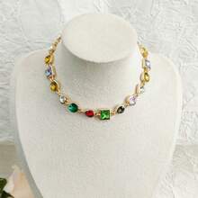 1pc 18K Gold Plated Bohemian Style Fashionable Sexy Full Zirconia Stone Necklace For Women - A - View 5