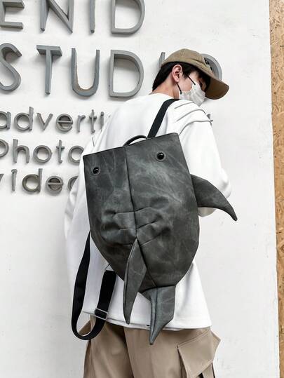 Nueva mochila casual minimalista de diseño de tiburón, adecuada para viajes y diversas ocasiones, de gran capacidad y multifuncional