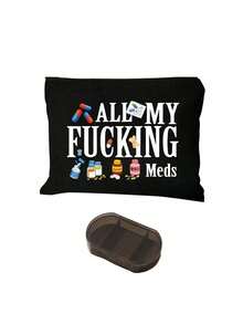 幽默“都是我的”帆布药盒 - 拉链设计，涤纶材质，可重复使用旅行药袋 - 适合作为礼物送给女性、妈妈、姐妹、女儿、闺蜜 | 母亲节、父亲节、春季园艺派对必备 | 可放入手提包，适合健身、露营、徒步旅行、办公、度假等各种场合 - 彩色 - 查看 21