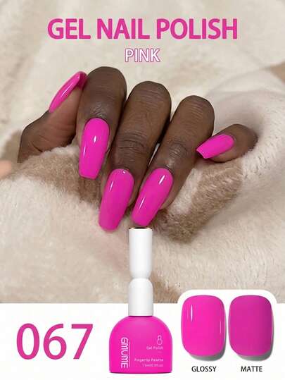GMUME 15ml Esmalte de Gel de Alta Capacidade 067 Rosa Choque Magenta Neon Cor de Rosa Brilhante, Mesma Cor Mesma Garrafa, Fácil de Identificar, Cura UV LED, Remover de Molho, Verniz de Gel Profissional, Arte de Unhas DIY, Manicure e Pedicure de Longa Duração, Alto Brilho e Fosco, Vibrações Doces de Verão, Festa