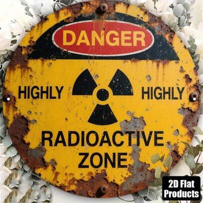 1 pieza Decoración de pared de madera vintage industrial plana en 2D - Decoración de advertencia radiactiva, diseño de texto de alto peligro - Patrón de peligro amarillo y negro - Placa de madera resistente, adecuada para el hogar, la oficina, el bar, el laboratorio, la fiesta con tema nuclear - No se necesita cableado - Decoración de instalación nuclear retro, estilo de la era atómica, sensación rústica, 2D plano, regalo de Halloween, Navidad, Año Nuevo, se adapta a 11 ocasiones festivas, decoración de laboratorio, decoración de bar, letrero vintage, material duradero, decoración del hogar, agujeros previamente perforados como se muestra en el tamaño