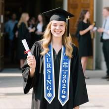 Class Of 2026 Nurse Graduate Sash With Medical Symbol, Graduation Shawl For BSN, Doctoral Candidates - 藍色 - 查看 6