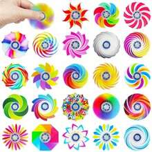 12pcs Finger Spinner Set - Mixed Colors & Patterns, Durable Plastic Stress Relief Toys, Suitable For Birthday Party Favors, Piñata Fillers, Classroom Rewards, Holiday Giveaways (Randomly Mixed), Vibrant Designs - 12Pcs Random - View 2
