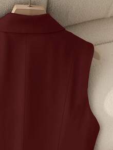 New Fashionable And Elegant Suit Vest, Casual Versatile Office Vest Waistcoat For Spring, Summer And Autumn - Burgundy - View 3