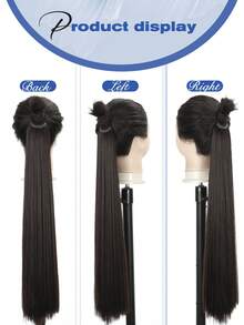 26英寸/34英寸马尾假发，多功能弹力带黑棕色马尾假发，耐热，女士长直DIY缠绕式马尾，柔软自然的合成马尾，适合圣诞节、新年、狂欢节、音乐节等场合。 - 深棕色 - 查看 6