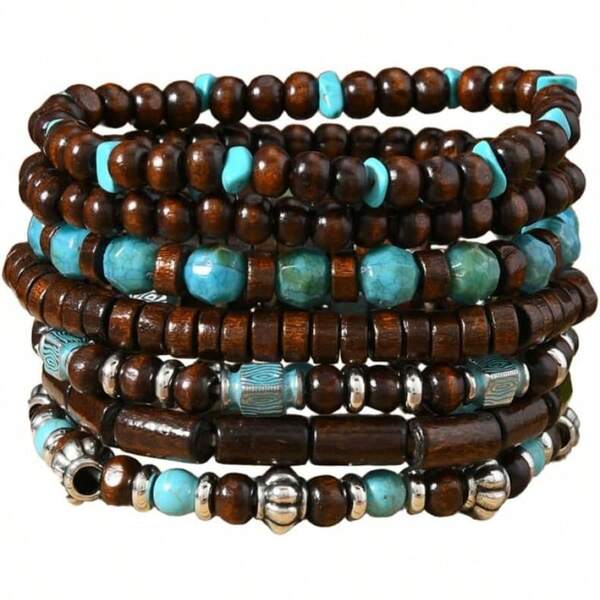 Western Bracelets Set Cowgirl Turquoise Beaded Stretch Bracelets Vintage Stackable Bangles Boho Jewelry Gifts Women Country Concert Cowgirls