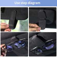 1/2Pcs Universal Car Fashion Glasses Clip, Anti-Slip PU Leather Magnetic Eyeglass Holder With Quick Release, Secure Mount For Fashion & Prescription Glasses, Practical Auto Interior Accessory For Sun Travel - Multicolor - View 10