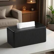 1pc Italian Elegant Home Tissue Box, Roman Column Striped PU Leather Tissue Paper Holder, Suitable For Living Room, Bathroom, Bedroom, Dining Room And Car / Durable And Fashionable Facial Tissue Dispenser - Multicolor - View 4