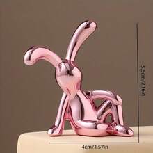 1set/2pcs Plastic Rabbit Figurines, Modern Sitting Rabbit Decor, Creative Minimalist Home Decoration, Suitable For DIY Crafts, Applicable For Car, Shelf And Aquarium Decor, Easter Decorations - Multicolor - View 6