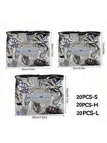 60 piezas Bolsas de almacenamiento de aluminio reutilizables perfectas para la organización de la cocina en el refrigerador o congelador, 3 tamaños con cierre hermético para conservar frescos frutas, verduras, carnes, granos, frutos secos y aperitivos. Bolsas sellantes para preservación de alimentos, accesorios de cocina. - Multicolor - Ver 16