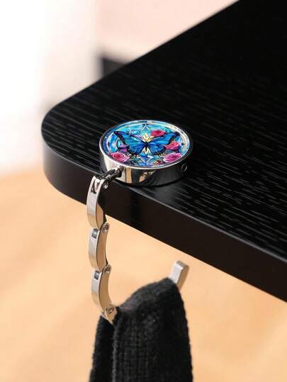 قطعة واحدة من مشبك معدني قابل للطي أنيق مزين بالزهور والفراشات والوردة الحمراء، ديكور طاولة، تعليق للحقيبة - هدية مثالية للنساء، عيد الميلاد، المناسبات - بناء معدني متين، مناسب للمنزل والمكتب وديكور الحفلات والاكسسوارات الموضة، سطح ناعم، متعدد الاستخدامات