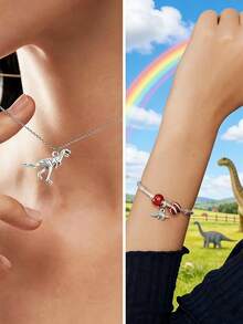 30/50/100/200/300 Pcs Vintage Silver Dinosaur Pendant Set - Alloy Animal Pendants, Suitable For DIY Jewelry, Necklace And Bracelet Making - Silver - View 5