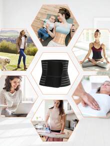 1件装女士两件式透气束腰带，适合春夏日常穿着 - 黑色 - 查看 4