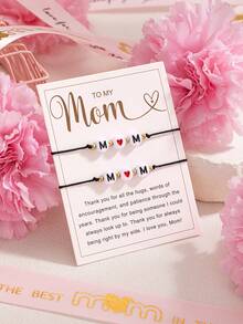 两件套简约串珠手链，适合日常佩戴和母亲节礼物，附赠贺卡 - 彩色 - 查看 6