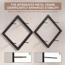 EZIFY 2-Piece Wooden Diamond Floating Shelves, Wall Mounted Space-Saving Anti-Wobble Organizer For Living Room/Bedroom - Brown Two-piece Set - View 4