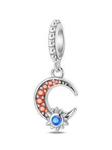 1 Mặt dây chuyền hình thiên thể bằng bạc Sterling 925, hình mặt trăng, sao, bướm, kính thiên văn ma thuật, mặt dây chuyền đính đá Zirconia xanh dương, phù hợp với vòng tay kiểu Châu Âu, quà tặng tự làm trang sức. - Nhiều màu - Xem 14