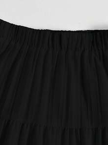 女士时尚宽松休闲百搭优雅甜美A字半身裙黑色夏季款 - 黑色 - 查看 4