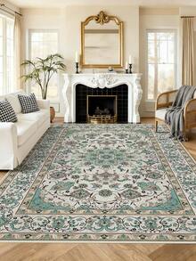 1pc Soft & Comfortable Plush Carpet, Multi-Size Rug For Living Room & Bedroom, Washable Floor Decor - Green - View 2