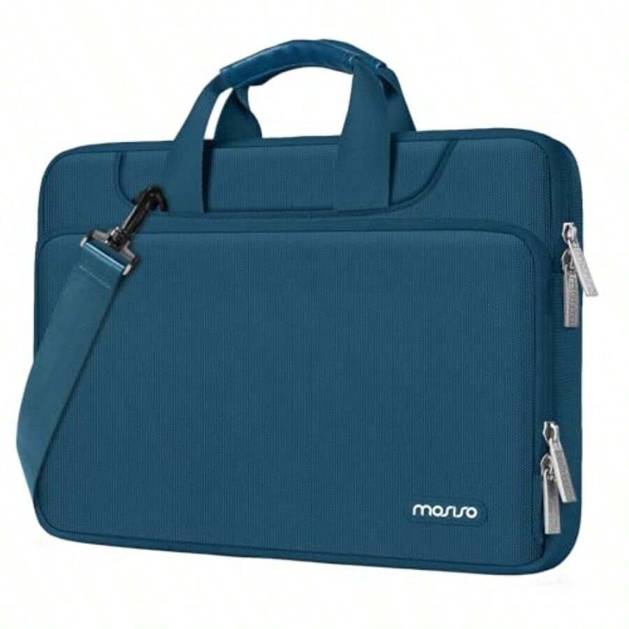 MOSISO 360 Protectora Bolsa de Hombro Compatible con MacBook Air/Pro13-13.3 Pulgadas Portátil Compatible con MacBook Pro 14 M5 M4 M3 M2 M1 2025-2021 Manga Color a Juego con Cinturón Verde Cazador - 13.3 pulgadas - Ver 1
