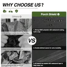 Porch Shield - Funda impermeable para sofá de asiento profundo para exteriores funda de sofá para muebles de patio 79 pulgadas de ancho x 40 de profundidad x 35 de alto color negro - negro - Ver 3