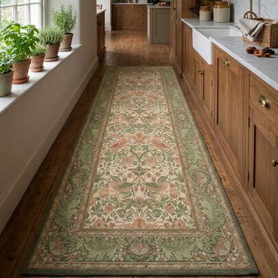 1 pieza Alfombra/Tapete/Alfombra de área/Alfombra de baño/Felpudo/Pasillo de estilo campestre con diseño bohemio de flores y pájaros tótem, suave y lavable, apta para baño, cocina, entrada, pasillo, mesita de noche, sala de estar, dormitorio y talla grande