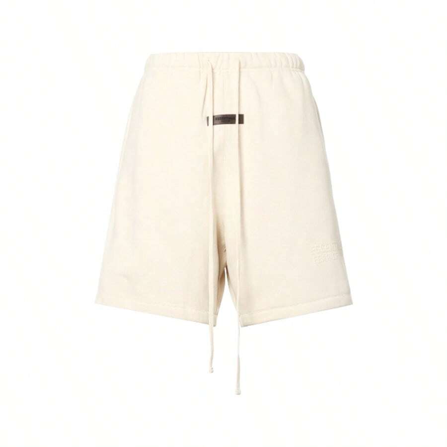 Essentials -Fear Of God FW22 Collection Casual Sweat Shorts, Unisex Mid Length, Elastic Waistband With Drawstring, Soft Breathable Cotton Fabric, Relaxed Loose Fit, Urban Street Style, Comfortable Loungewear For Mild Winter Days - EGG SHELL - 查看 1