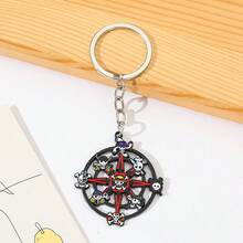 Bộ 10 móc khóa hợp kim One Piece cá nhân hóa và phong cách, với hình ảnh các nhân vật anime nổi tiếng như Monkey D. Luffy, Roronoa Zoro và áp phích truy nã hình đầu lâu. - Nhiều màu - Xem 10