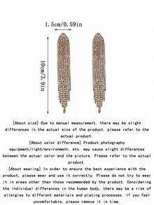 2pcs Fashionable Elegant Rhinestone Design Tassel Earrings, Suitable For Women To Wear For Shopping, Dates And Festivals - Multicolor - View 9