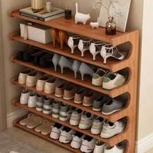 1pc 4-Tier Multifunctional Bamboo Shoe Rack - Tall Narrow Shoe Organizer Rack For Small Spaces, Multipurpose Display Shelf For Entryway, Closet, Corner, Doorway, Space-Saving Shoe Storage, Boxes, Cabinet, Shelves - Khaki - View 11
