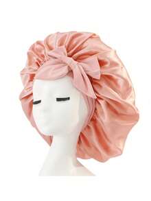 1pc Satin Hat With Adjustable Bow Tie Ruffled Edge Soft Comfortable Snug Fit Fashion Luxury All-Match Accessories Gift For New Year Valentine's Day Mother's Day - Thickened version - View 3