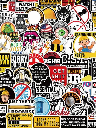 100 piezas Pegatinas de advertencia Pegatinas al aire libre Pegatinas de dibujos animados Pegatinas estéticas Pegatinas para pared Pegatinas de logotipo Pegatinas de vinilo resistentes al agua para botellas de agua, portátiles, teléfonos, monopatines, bicicletas, equipaje, guitarras, suministros de scrapbooking, papelería, pegatinas divertidas, Kindle