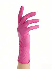 10pcs/Pack Disposable Nitrile Gloves - Latex-Free, Powder-Free, Suitable For Tattoo, Nail Salon Cleaning, Nail Art Tools, Back To School, Nail Art (Applicable To Nail Stickers) - Pink - View 4