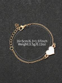 2pcs/Set Women's Gift Pearl Watch With Square Rhinestone Dial, Fashion Casual Pearl Rhinestone Quartz Bracelet Watch + Heart-Shaped Bracelet (Watch Not Included With Box) - Gold - View 6