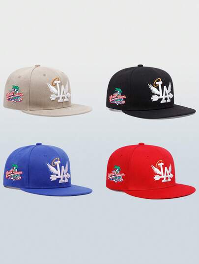 1pc Unisex Fashion Letter Embroidered "LA" Side Coconut Print Hip-Hop Baseball Cap - Breathable Adjustable Dad Hat & Baseball Cap - Unisex Casual Sun Hat, Suitable For Outdoor Sports, Travel, And Running (Multiple Colors Available)