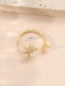 1pc Minimalist Gold Star Open Ring For Women - Yellow Gold - View 3