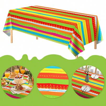 1pc Mexican Themed Party Tablecloth, Suitable For Mexican Taco Party, Birthday Party And Other Mexican Themed Parties, Size: 54 X 108 Inches, Disposable Tablecloth