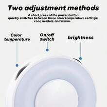 1pc 6cm Mini Round LED Selfie Ring Light, 3-Color Dimmable Magnetic Portable Makeup Light With USB Cable, Modern Bedroom Vanity And Bathroom Night Light, Ideal Ramadan/Easter Gift - A - View 6