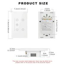 US Standard WiFi Fan And Light Switch Combo – 2-In-1 Smart Control, Works With Alexa/Smart Life/Tuya, APP Remote Dimmer & Fan Speed Adjustable 1%-100%, Timer & Schedule, Tempered Glass Panel, LED Backlight, Neutral Wire Required, 600W Light + 150W Fan - Multicolor - View 4