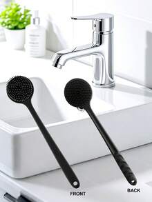J·FOCUS 3pcs Silicone Bath Brush Set, Long Handle Back Scrubber And Cleaning Pad, Essential For Shower And Skincare - View 10