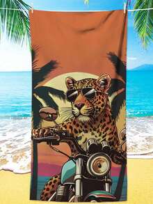 1pc Summer Leopard Design Beach Towel, Extra Large & Ultra-Soft Microfiber Beach Towel, Quick-Dry Lightweight Soft Pool Towel, Suitable For Travel, Swimming, Camping - A - View 3