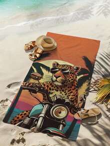 1pc Summer Leopard Design Beach Towel, Extra Large & Ultra-Soft Microfiber Beach Towel, Quick-Dry Lightweight Soft Pool Towel, Suitable For Travel, Swimming, Camping - A - View 9