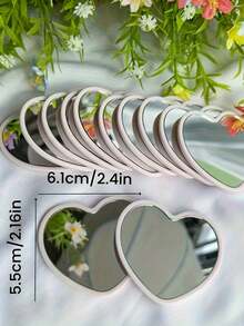 1pc/5pcs/10pcs/20pcs/50pcs Heart-Shaped Compact Mirror, Student Portable Mirror, Travel Purse Pocket Mirror, Heart-Shaped Makeup Mirror,Cheap,Stocking Stuffers,Makeup,Makeup Tools,Cheap Stuff,Gifts,Gifts For Women,Christmas Gifts,Giveaways,Travel,Cheap Stuff,Travel Essential - 彩色 - 查看 2