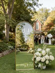 Customized Wedding Mirror Stickers, Personalized Text Wedding & Event Welcome Sign Stickers, Decorative Reusable Stickers For Wedding Party, Multifunctional, Elegant, Fashionable, High-Quality, Multicolor, Personalized, Unique - Multicolor - View 9
