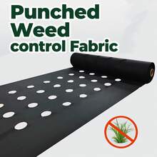 1pc 40g/㎡ Thick Black Pre-Punched Barrier Fabric, Breathable & Water Permeable, Suitable For Fruit, Vegetable, Tea Plantations Control, Strawberry Planting - Black Punch - View 2
