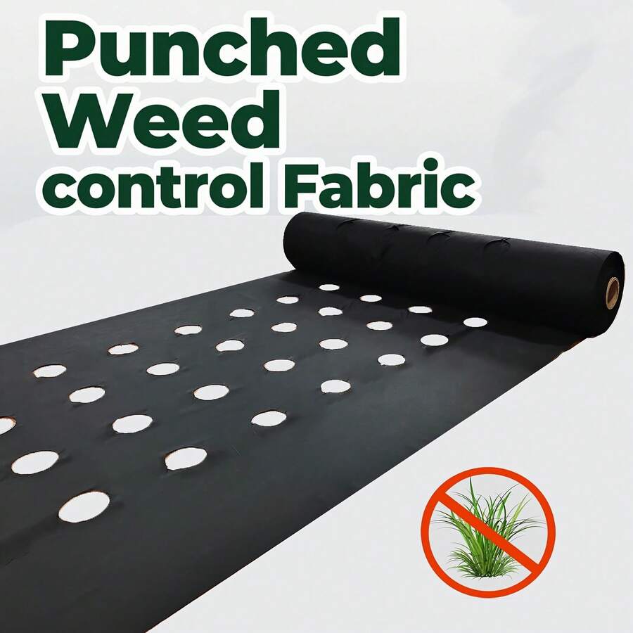 1pc 40g/㎡ Thick Black Pre-Punched Barrier Fabric, Breathable & Water Permeable, Suitable For Fruit, Vegetable, Tea Plantations Control, Strawberry Planting