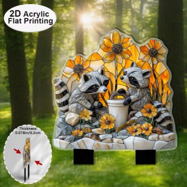 2D Flat - [2D Flat] 2D Flat Printing, 1pc, Acrylic Garden Decor Stake, Panda Pattern, Outdoor Decor, Garden Decor, Yard Decor, Holiday Gift, Animal Lover Gift