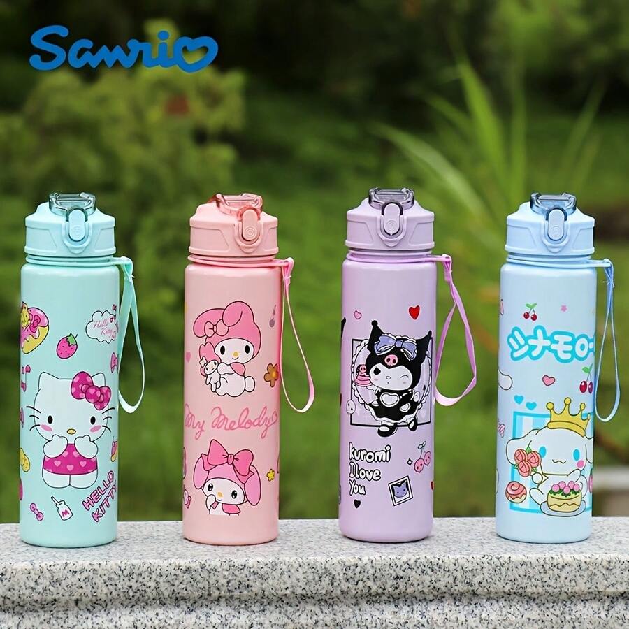 SANRIO Bình nước giữ nhiệt chân không 750ml hình hoạt hình có nắp ống hút, cốc nước di động sáng tạo chống tràn. - Nhiều màu - Xem 1