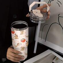 1pc/5pcs 30oz Stainless Steel Cupwith Cupid Dog Design, Suitable For National Pet Day, Mother's Day, Valentine's Day, Theme Parties, Birthdays And Other Holidays. This Cup Features A Cupid Dog Pattern, Providing Both Thermal Insulation And Fashionable Practicality To Easily Meet Your Daily Hydration Needs. - Multicolor - View 8